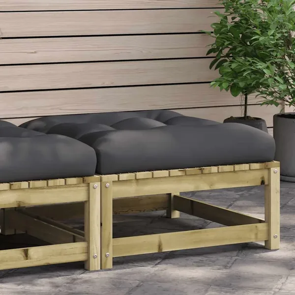 Repose-pied de jardin avec coussin bois de pin imprégné