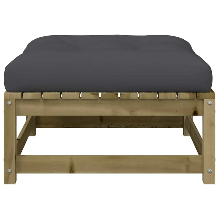 Repose-pied de jardin avec coussin bois de pin imprégné - 6
