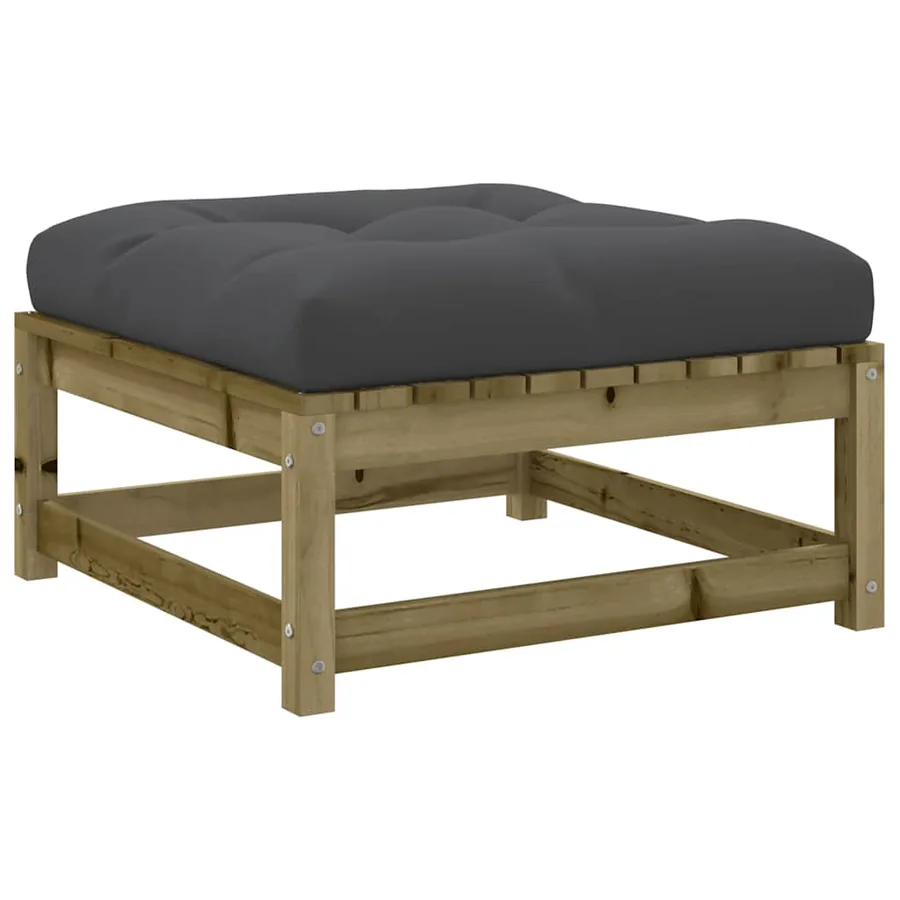 Repose-pied de jardin avec coussin bois de pin imprégné - 7