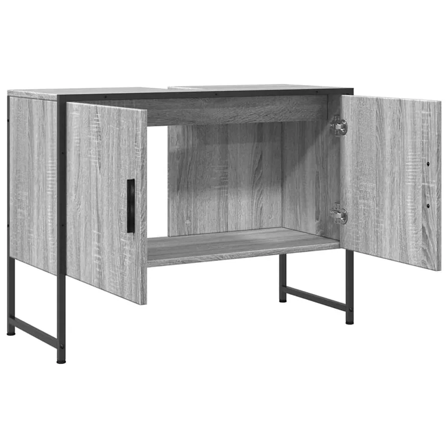 Armoire lavabo de salle de bain sonoma gris bois d'ingénierie - 5