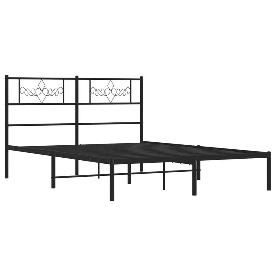 Cadre de lit métal sans matelas avec tête de lit noir 140x190cm - 3