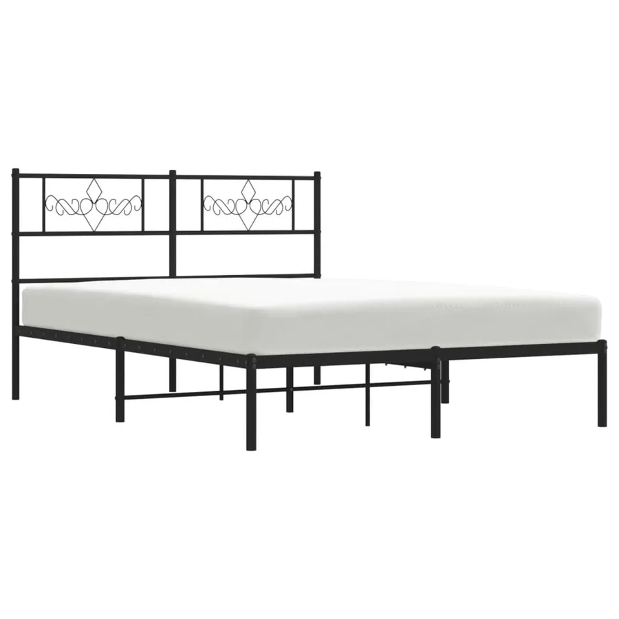 Cadre de lit métal sans matelas avec tête de lit noir 140x190cm - 4