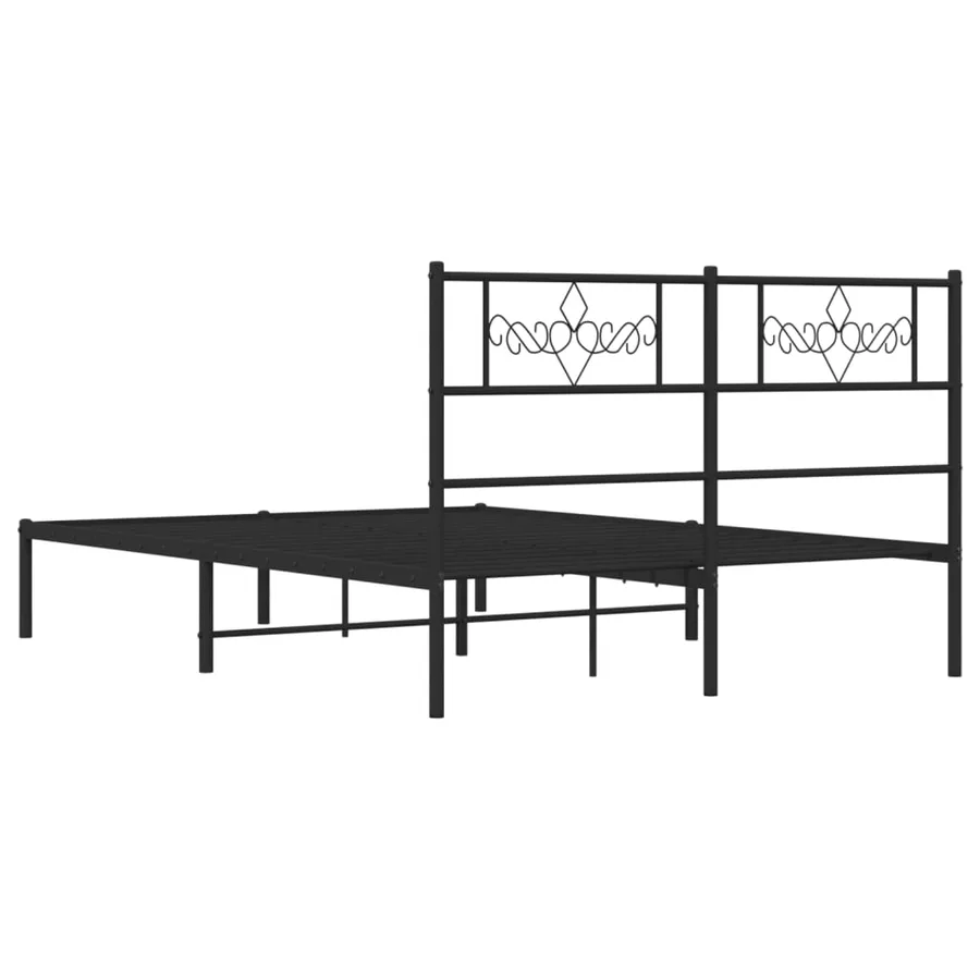Cadre de lit métal sans matelas avec tête de lit noir 140x190cm - 7