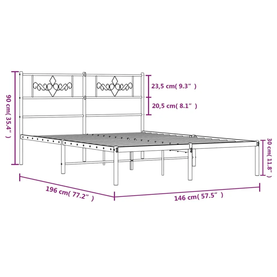 Cadre de lit métal sans matelas avec tête de lit noir 140x190cm - 9