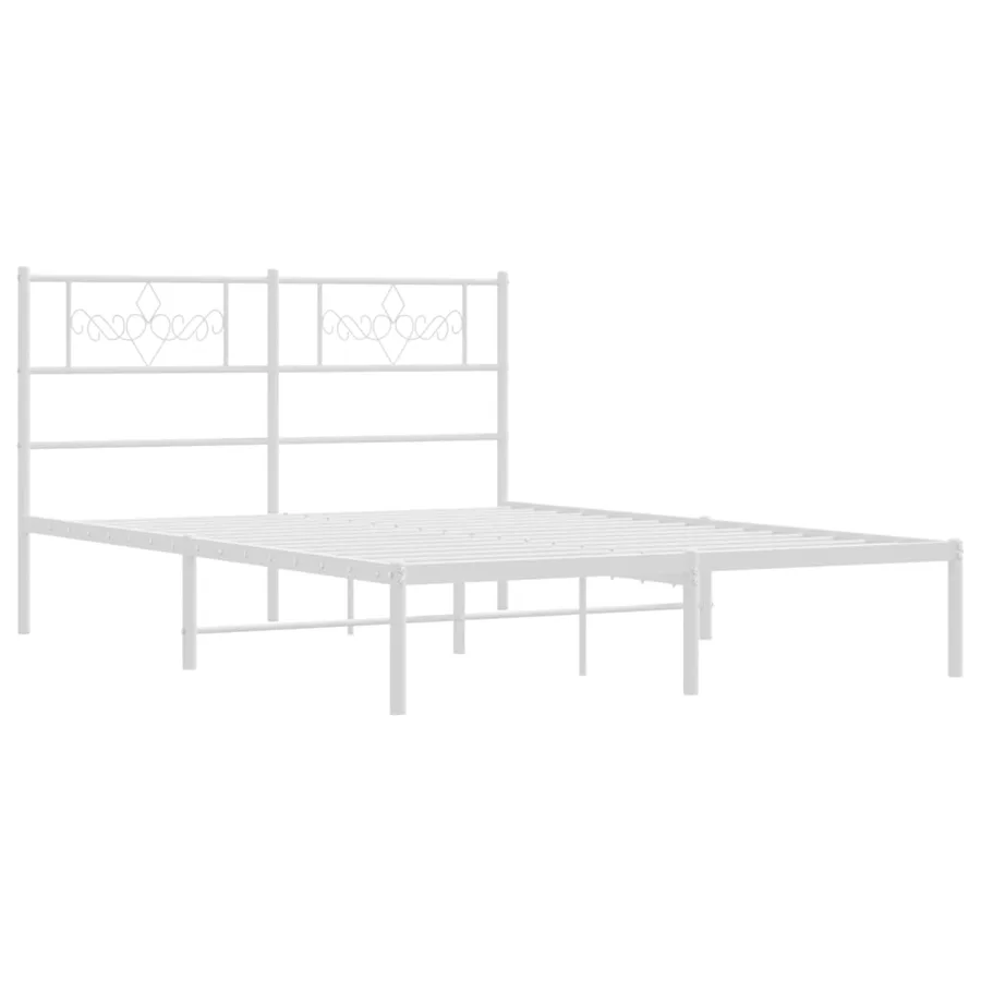 Cadre de lit métal sans matelas et tête de lit blanc 140x200 cm - 3