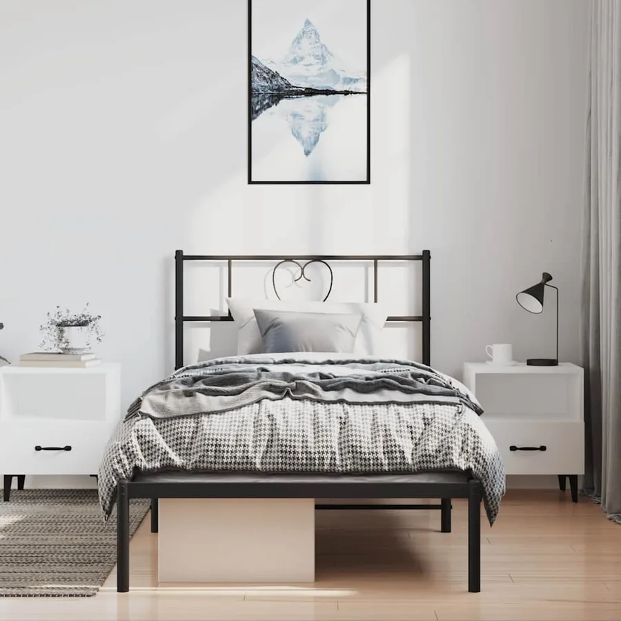 Cadre de lit métal sans matelas avec tête de lit noir 100x200cm - 4