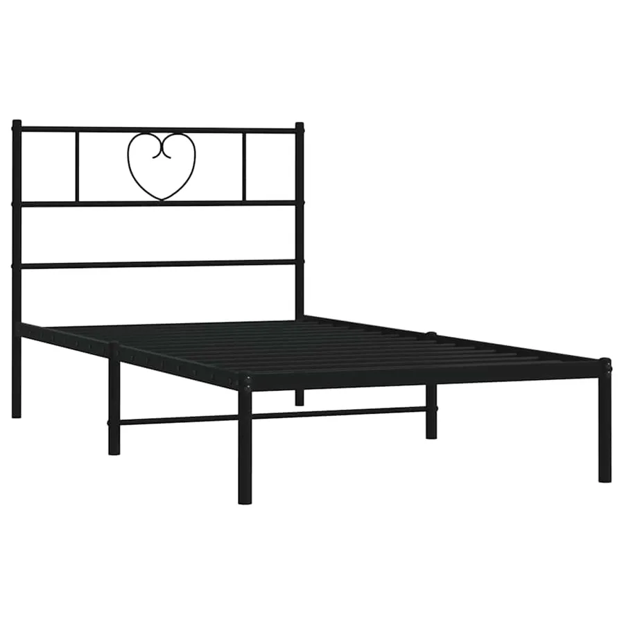 Cadre de lit métal sans matelas avec tête de lit noir 100x200cm - 5