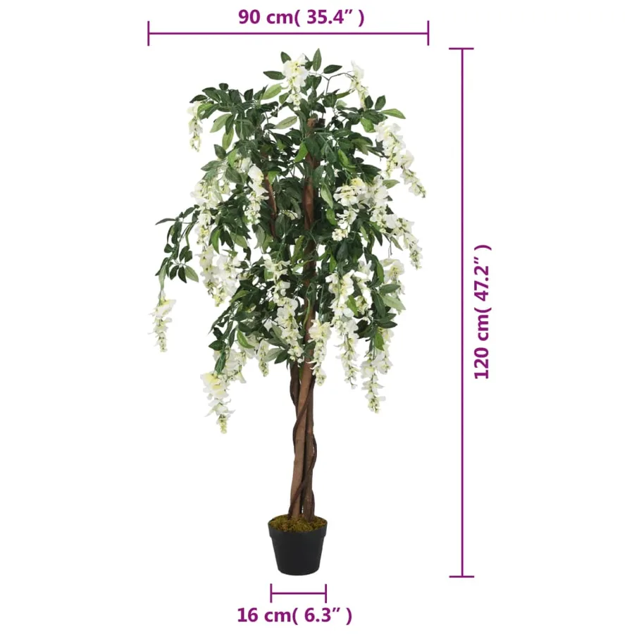 Glycine artificielle 840 feuilles 120 cm vert et blanc - 5