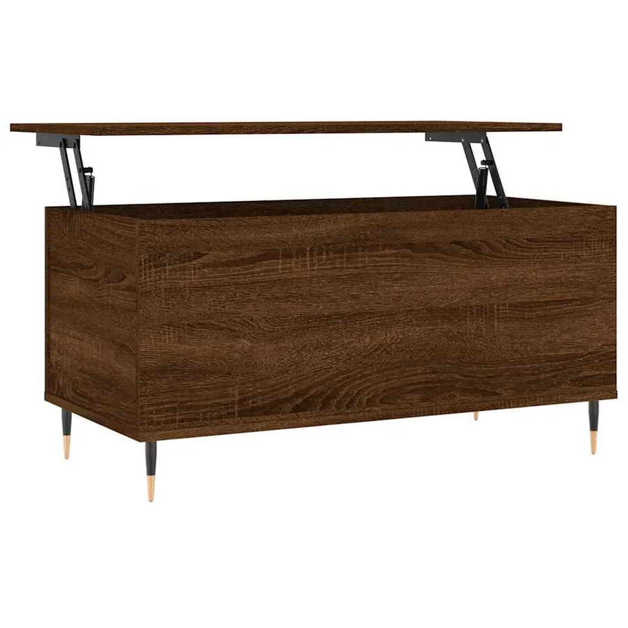 Table basse Chêne marron 90x44,5x45 cm Bois d'ingénierie - 2