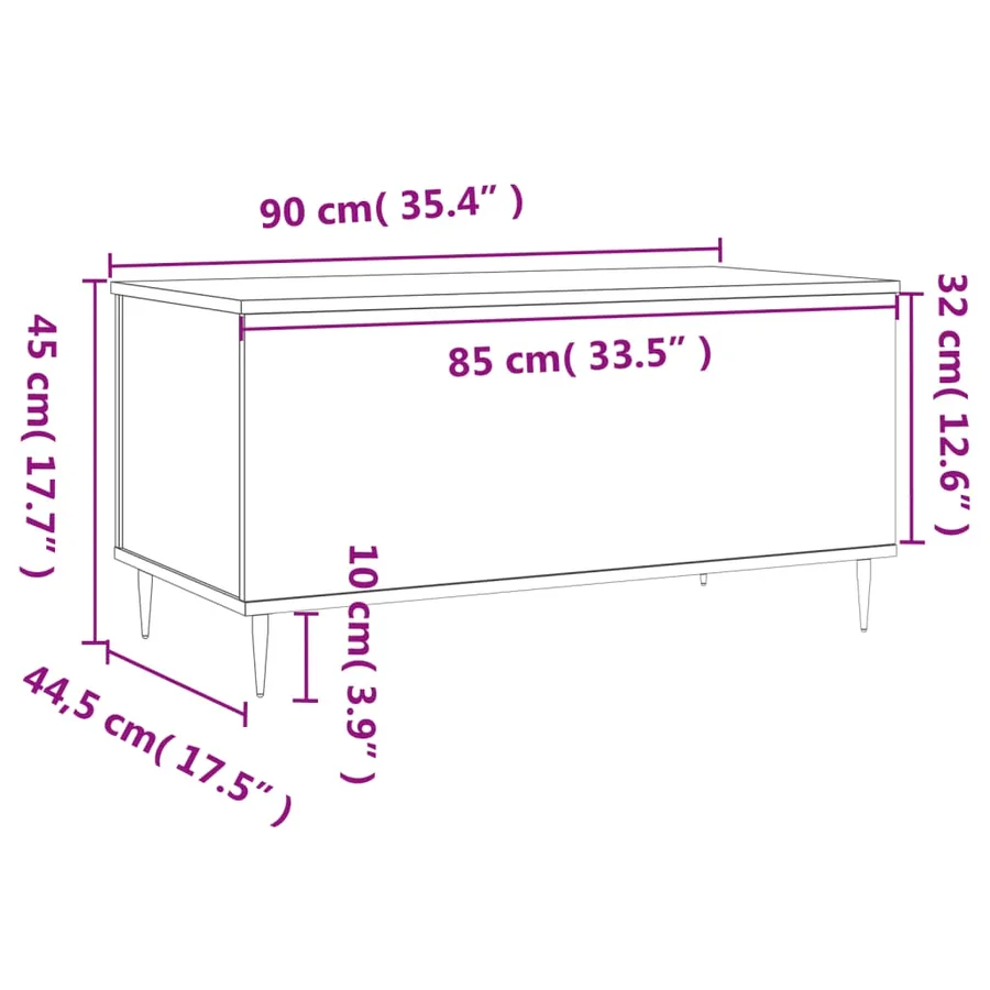 Table basse Noir 90x44,5x45 cm Bois d'ingénierie - 11