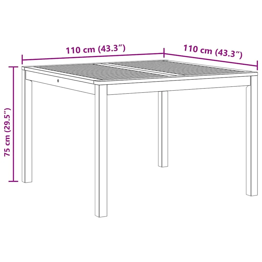 Table à manger de jardin 110x110x75 cm bois d'acacia massif - 11