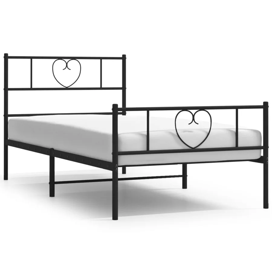 Cadre de lit métal sans matelas avec pied de lit noir 80x200 cm - 2