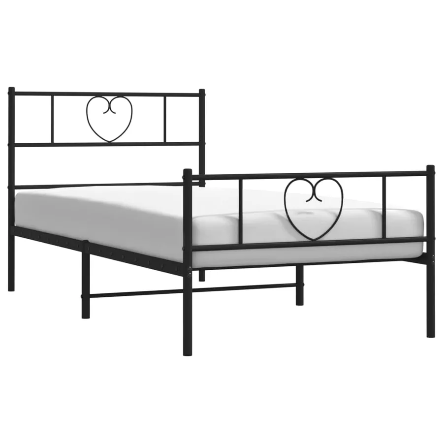 Cadre de lit métal sans matelas avec pied de lit noir 80x200 cm - 3