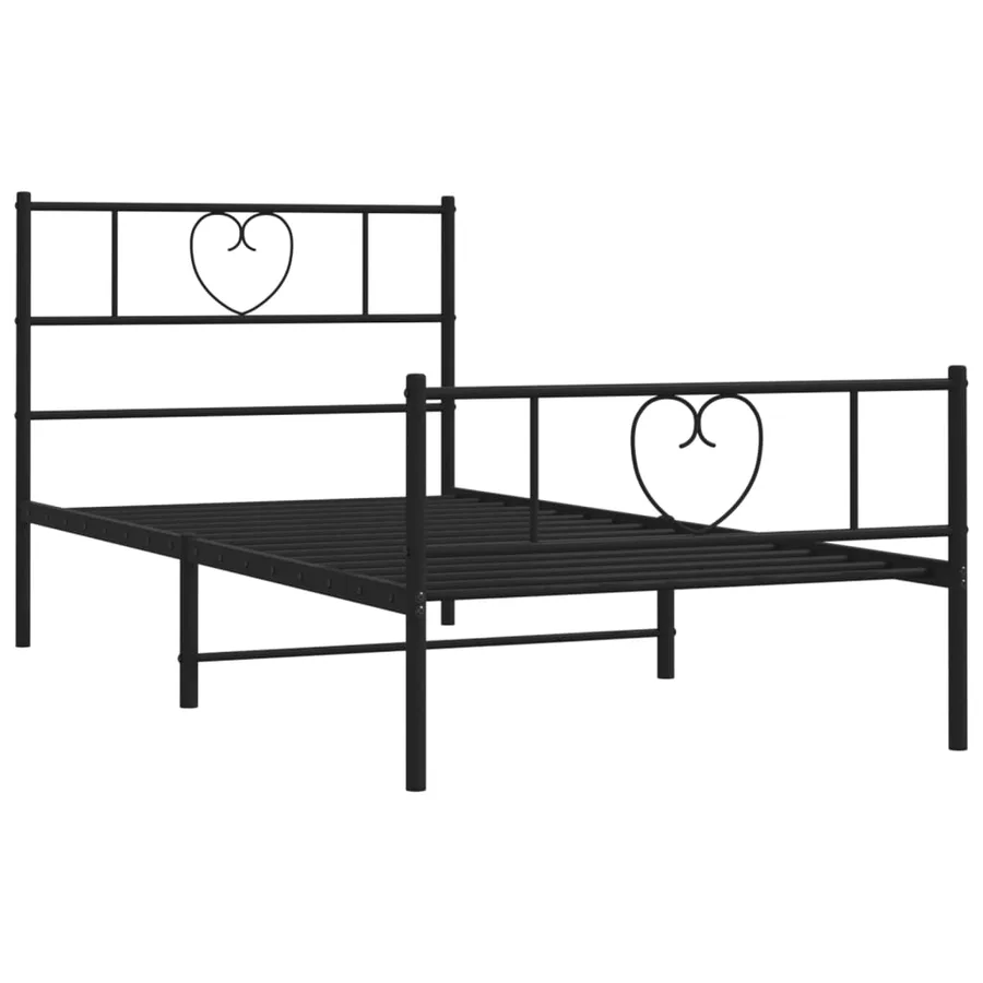 Cadre de lit métal sans matelas avec pied de lit noir 80x200 cm - 4