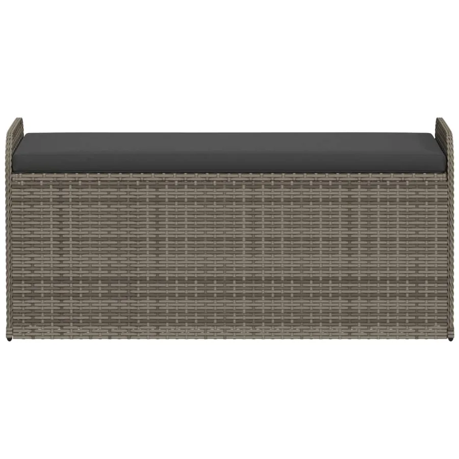 Banc de rangement avec coussin gris 115x51x52 cm résine tressée - 4