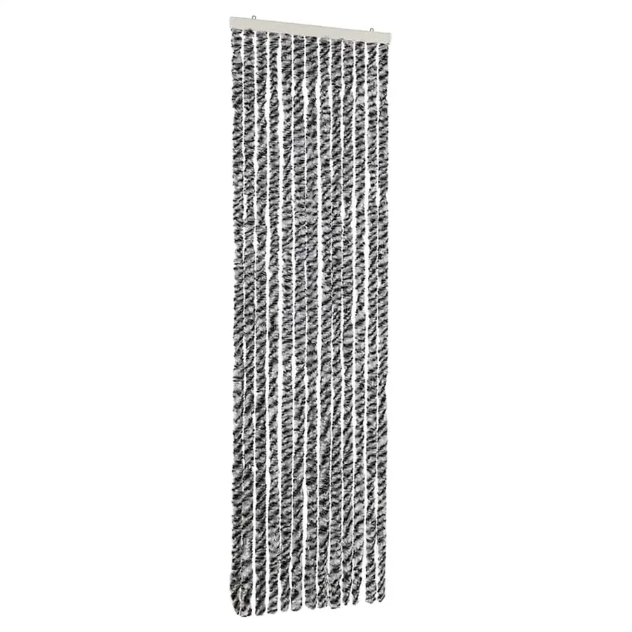 Rideau anti-mouches gris et noir et blanc 56x185 cm chenille - 2