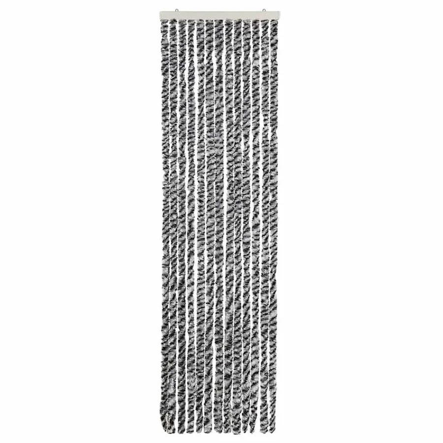 Rideau anti-mouches gris et noir et blanc 56x185 cm chenille - 3