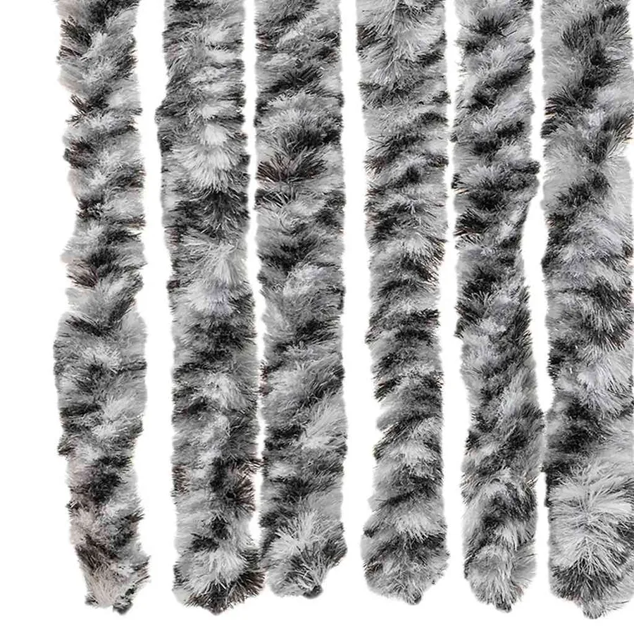Rideau anti-mouches gris et noir et blanc 56x185 cm chenille - 5
