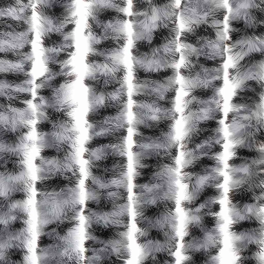 Rideau anti-mouches gris et noir et blanc 56x185 cm chenille - 6