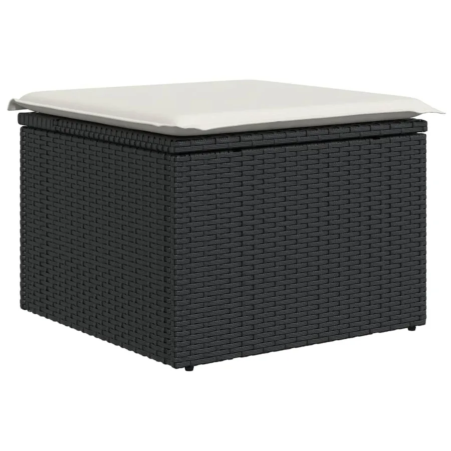 Salon de jardin 6 pcs avec coussins noir résine tressée - 4