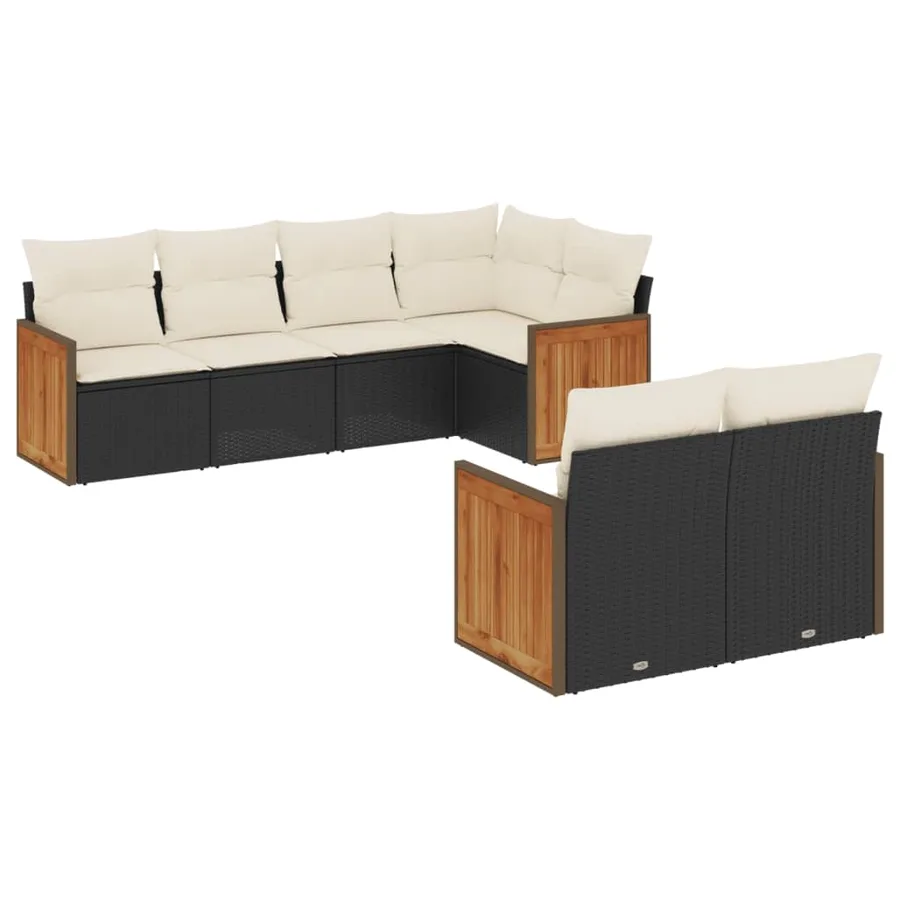 Salon de jardin 7 pcs avec coussins noir résine tressée 62 x 62 x 69 cm - 67,0 kg - 2