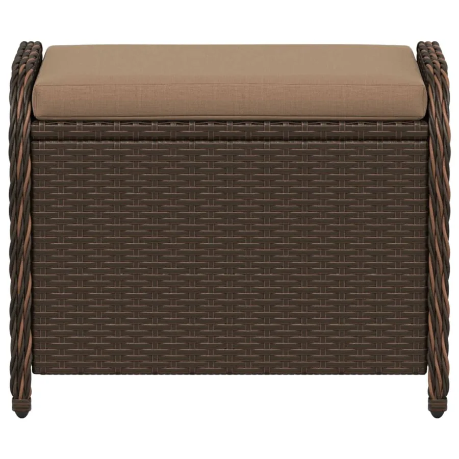 Tabouret de jardin avec coussin brun 58x46x46 cm résine tressée - 4