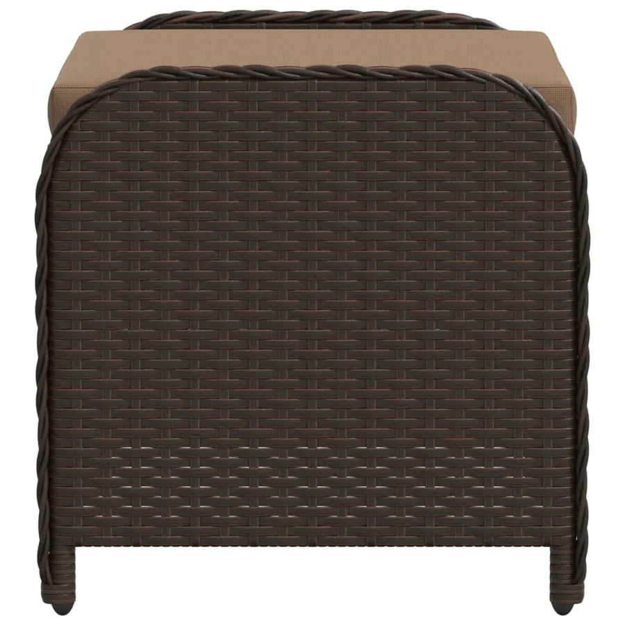 Tabouret de jardin avec coussin brun 58x46x46 cm résine tressée - 5