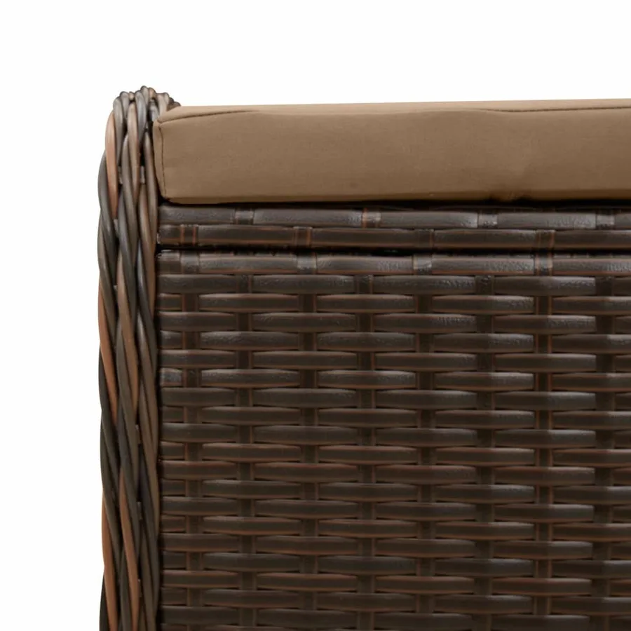Tabouret de jardin avec coussin brun 58x46x46 cm résine tressée - 7