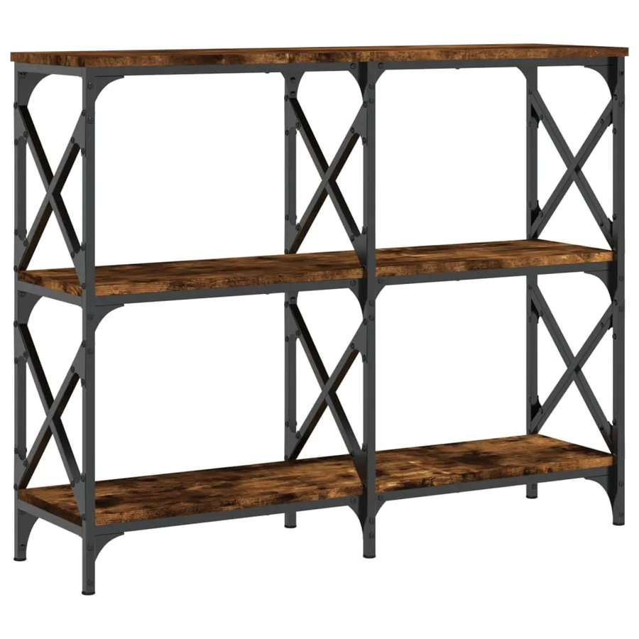 Table console chêne fumé 100x28x80,5 cm bois d'ingénierie - 2