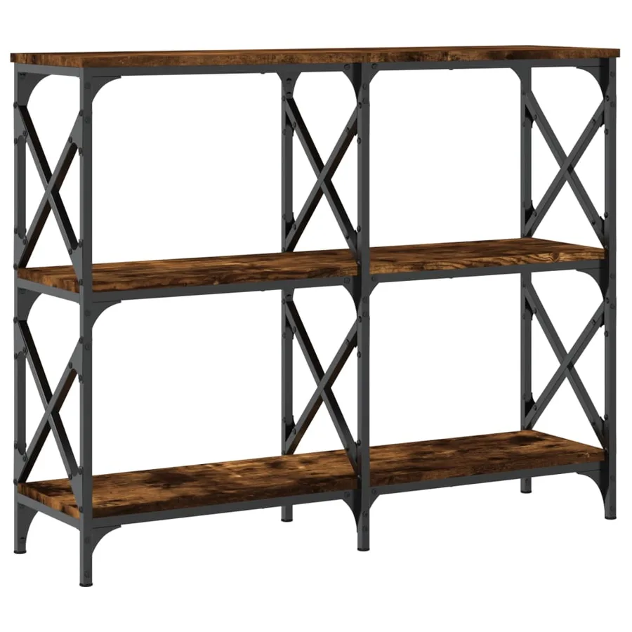 Table console chêne fumé 100x28x80,5 cm bois d'ingénierie - 6