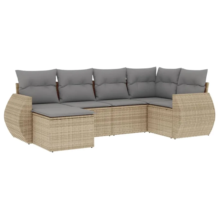 Salon de jardin avec coussins 6 pcs beige résine tressée - 2