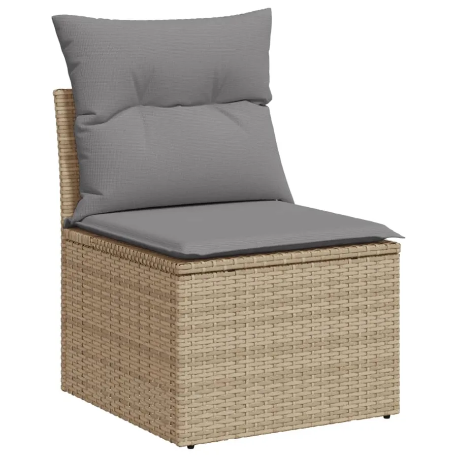 Salon de jardin avec coussins 9 pcs beige résine tressée - 5