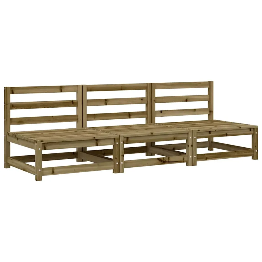 Canapés de jardin sans accoudoirs 3 pcs bois de pin imprégné - 2