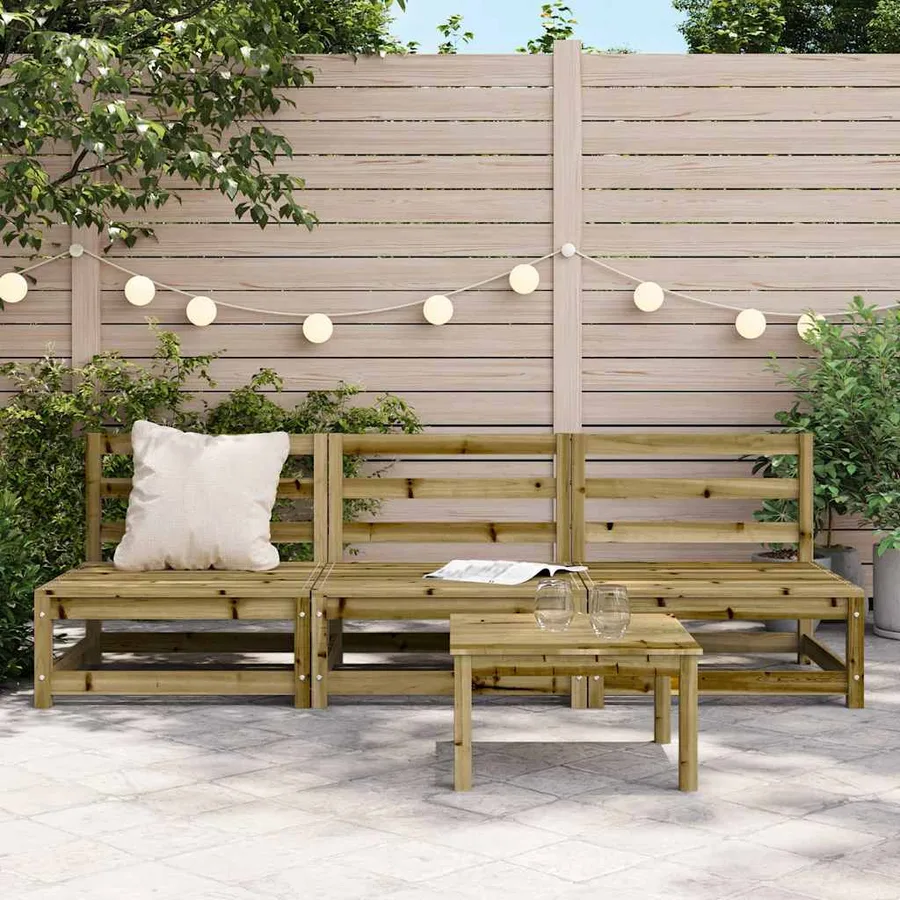 Canapés de jardin sans accoudoirs 3 pcs bois de pin imprégné - 3