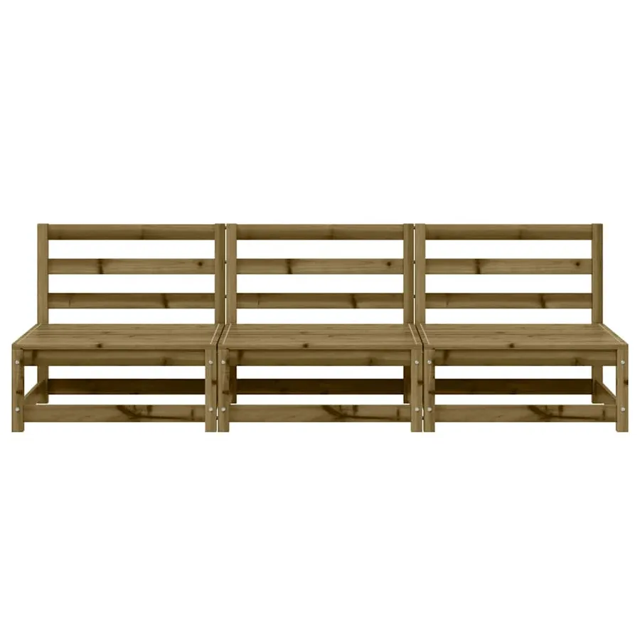 Canapés de jardin sans accoudoirs 3 pcs bois de pin imprégné - 5