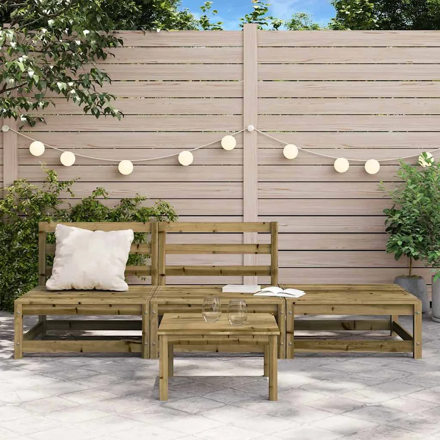 Canapé de jardin sans accoudoirs repose-pieds bois pin imprégné - 3