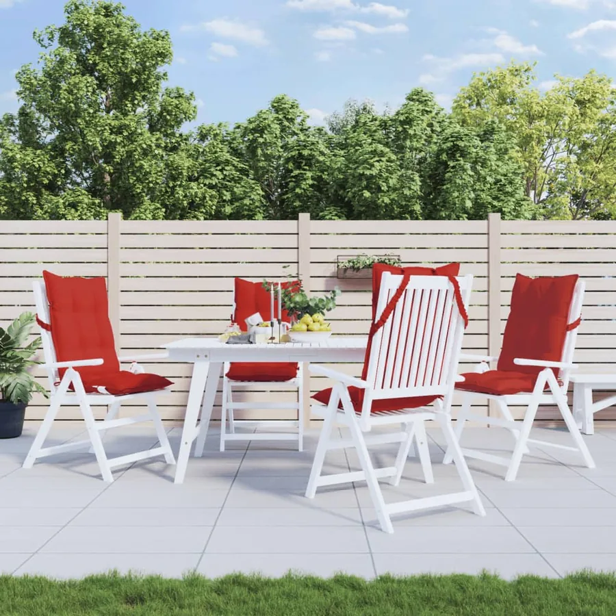 Coussins de chaise à dossier haut lot de 4 rouge tissu oxford