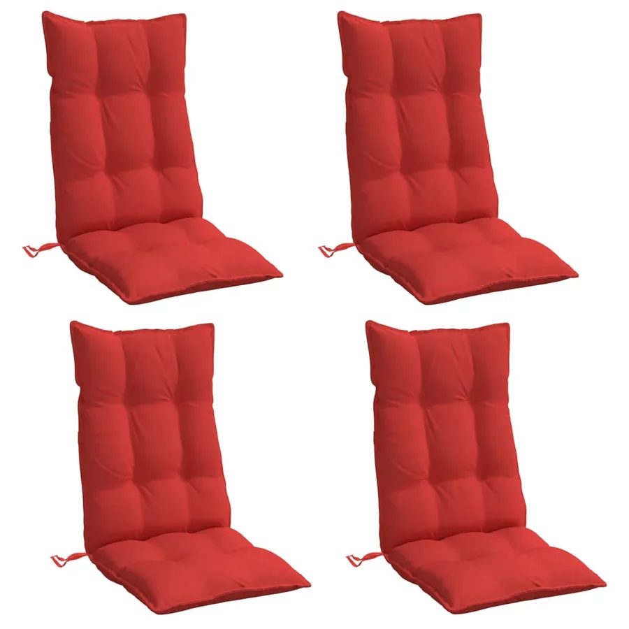 Coussins de chaise à dossier haut lot de 4 rouge tissu oxford - 3