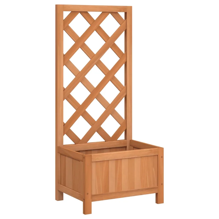 Jardinière avec treillis marron bois massif de sapin - 2