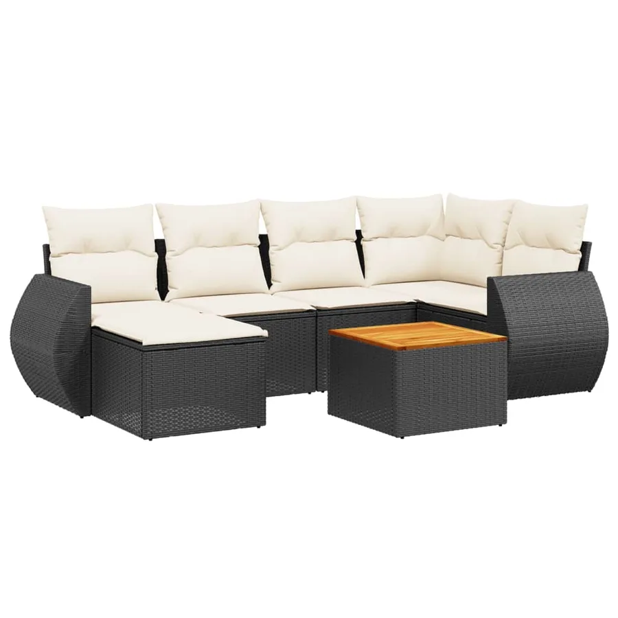 Salon de jardin 7 pcs avec coussins noir résine tressée 62 x 62 x 69 cm - 56,5 kg - 2