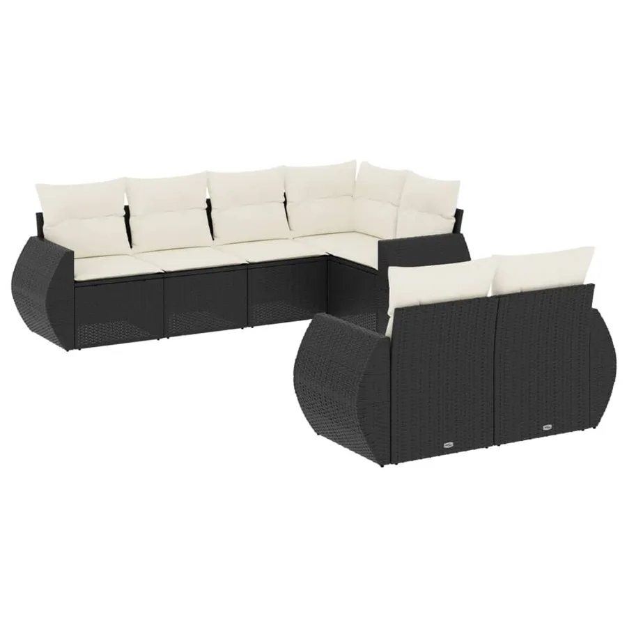 Salon de jardin 7 pcs avec coussins noir résine tressée 62 x 62 x 69 cm - 60,9 kg - 2