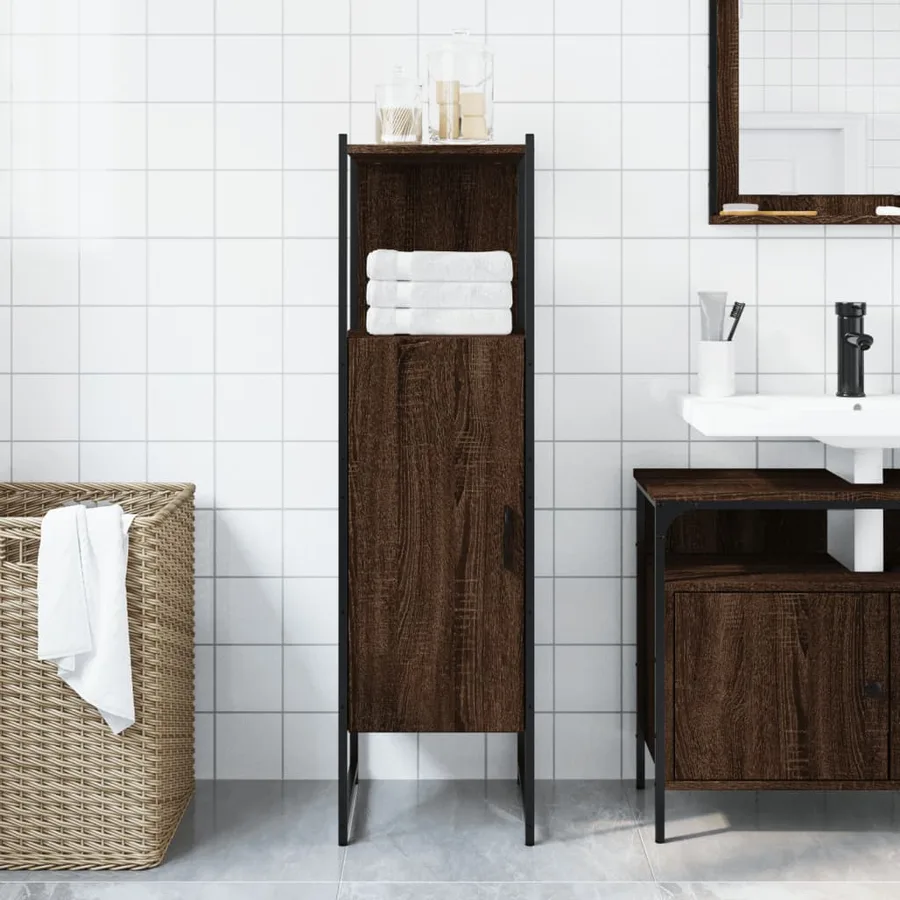 Armoire de salle de bain chêne marron 33x33x120,5 cm - 3