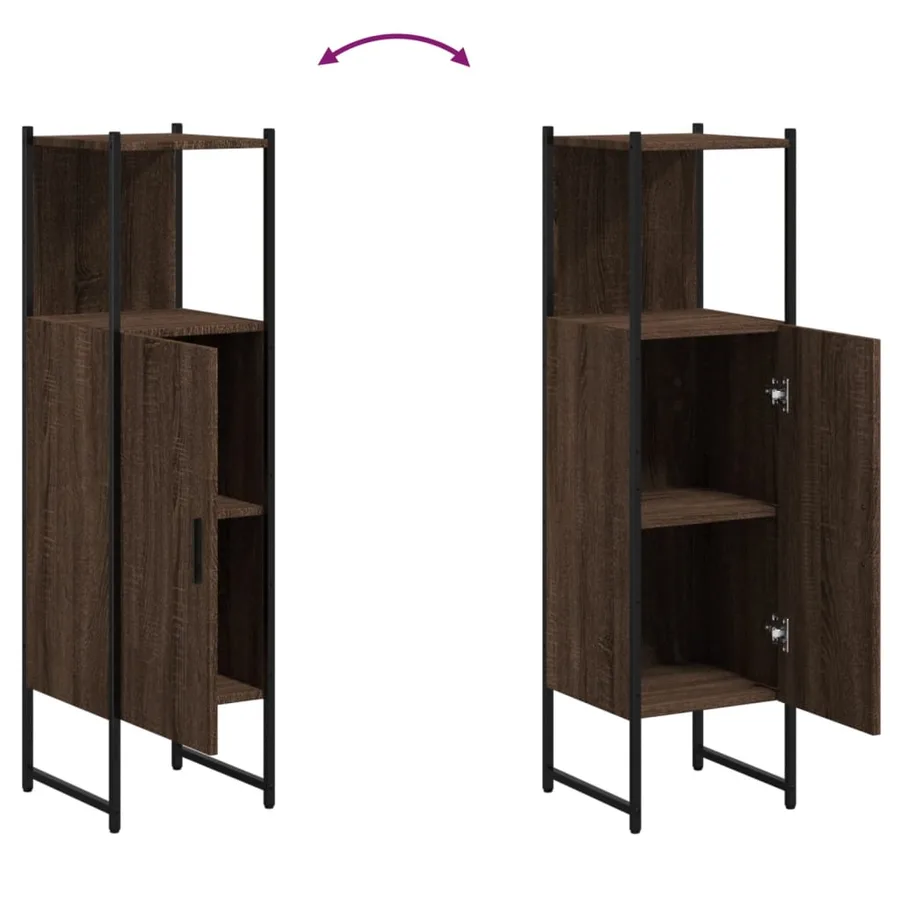 Armoire de salle de bain chêne marron 33x33x120,5 cm - 9