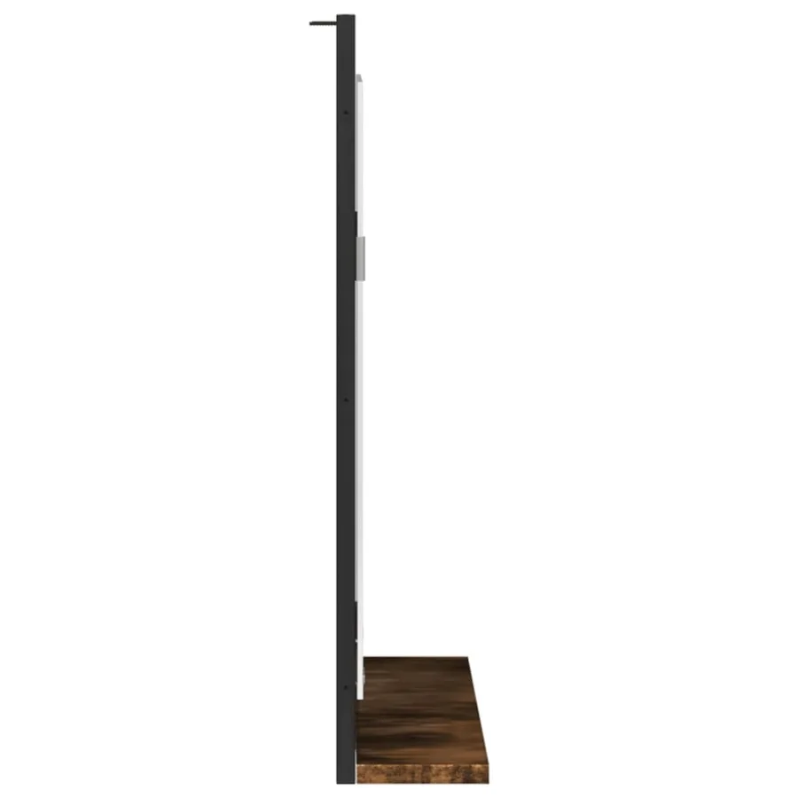 Miroir de salle de bain et étagère chêne fumé bois d’ingénierie - 5