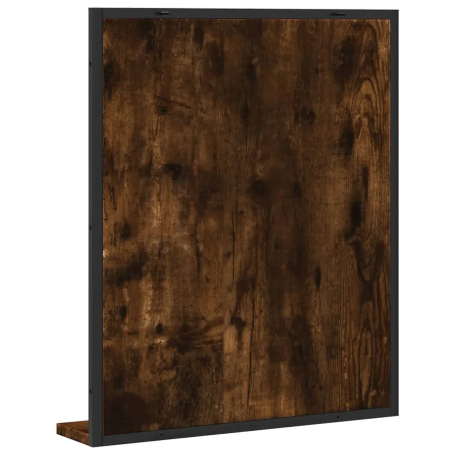 Miroir de salle de bain et étagère chêne fumé bois d’ingénierie - 6