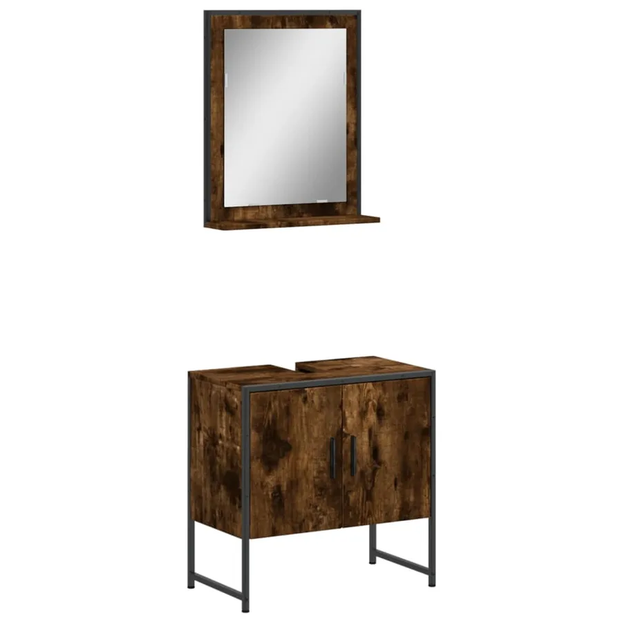 Ensemble d'armoires de salle de bain 2 pcs chêne fumé - 2