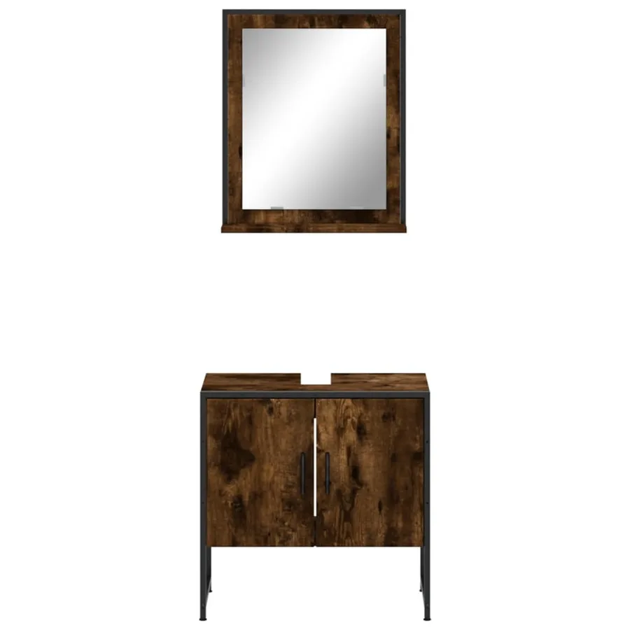 Ensemble d'armoires de salle de bain 2 pcs chêne fumé - 6