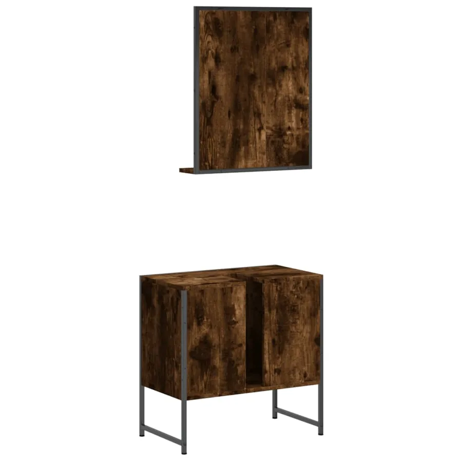 Ensemble d'armoires de salle de bain 2 pcs chêne fumé - 8