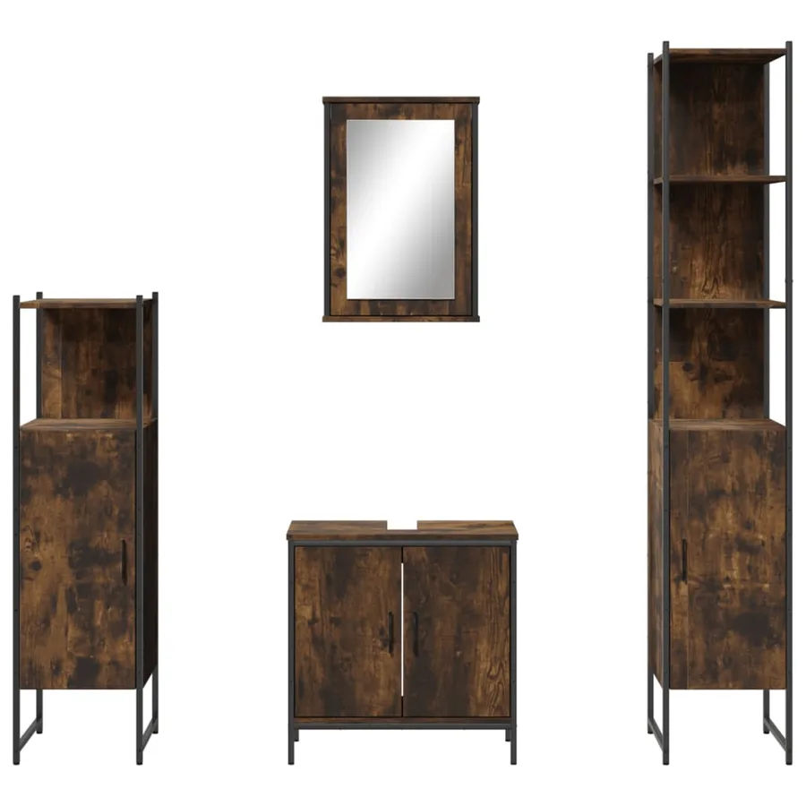 Ensemble de meubles de salle de bain 4 pcs Chêne fumé Bois - 5