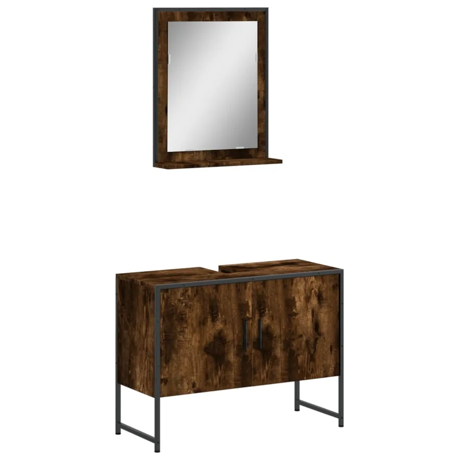 Ensemble d'armoires de salle de bain 2 pcs chêne fumé - 2